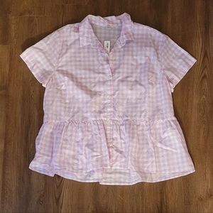 NWT Old Navy Peplum Gingham Button Up Blouse